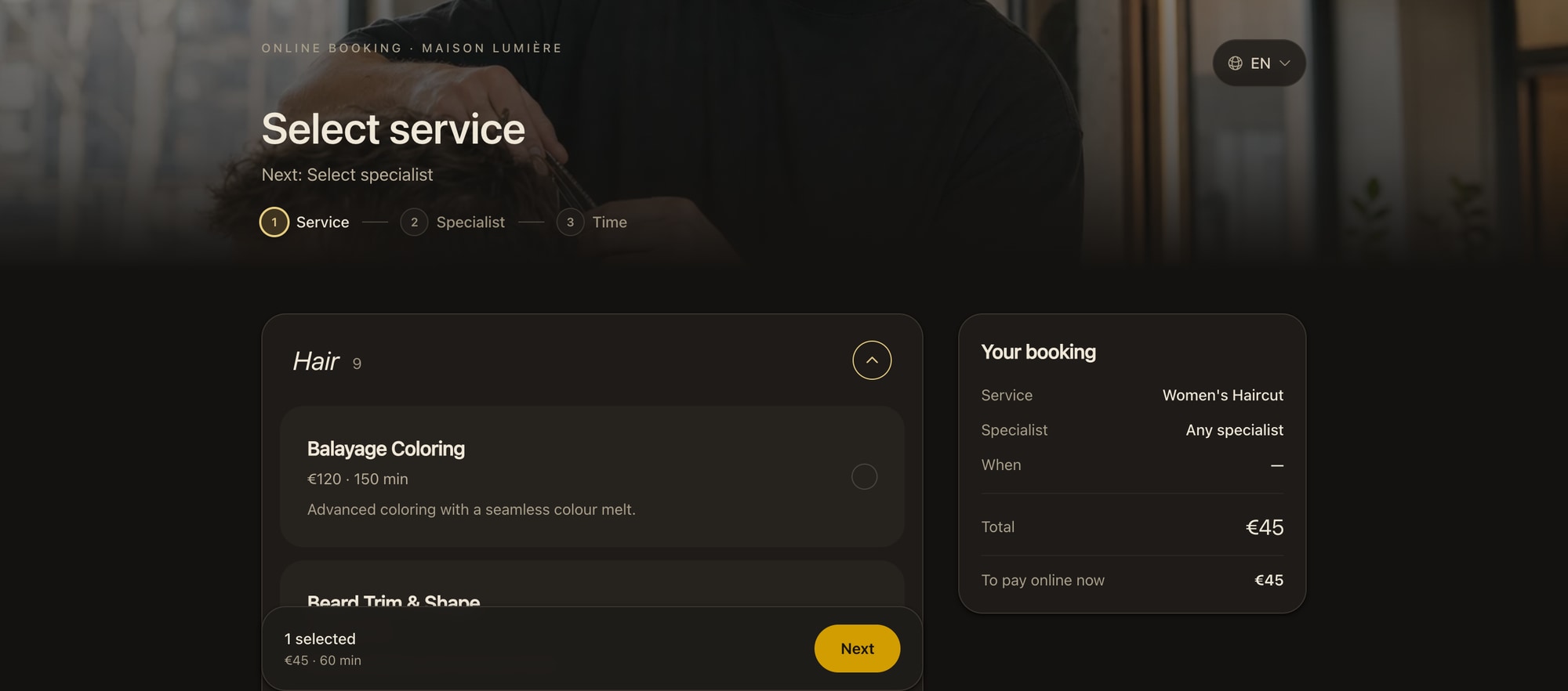 Choosing a physiotherapy appointment in the Tervita booking flow